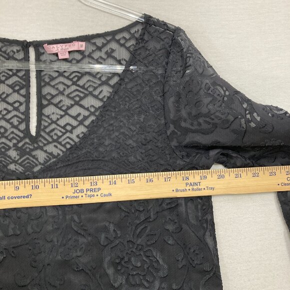 Calypso St. Barth Medium Gray Artsy Art to Wear Textured Side Slit Sheer Top - Picture 8 of 11